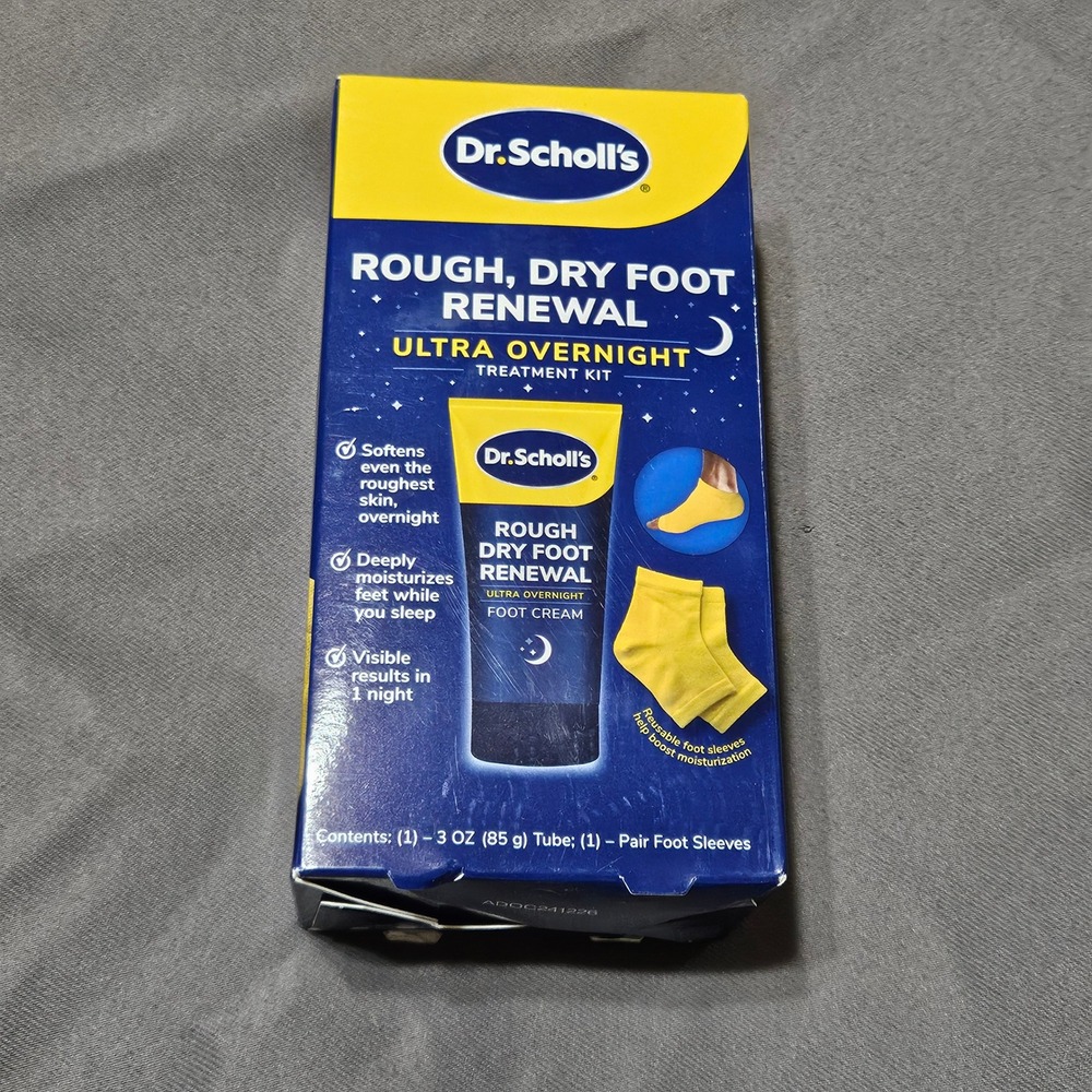 Dr. Scholls Rough Dry Foot Renewal Ultra Overnight Treatment Kit 3oz Cream Socks